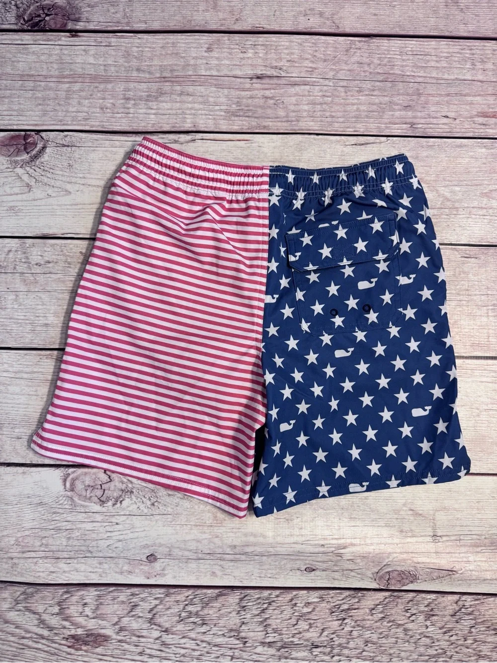 📌EC • Vineyard Vines • Boys • Split Stars & Stripes Swim Shorts